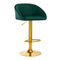 Barkruk Fluweel 4Rico QS-B16G Goud-Groen