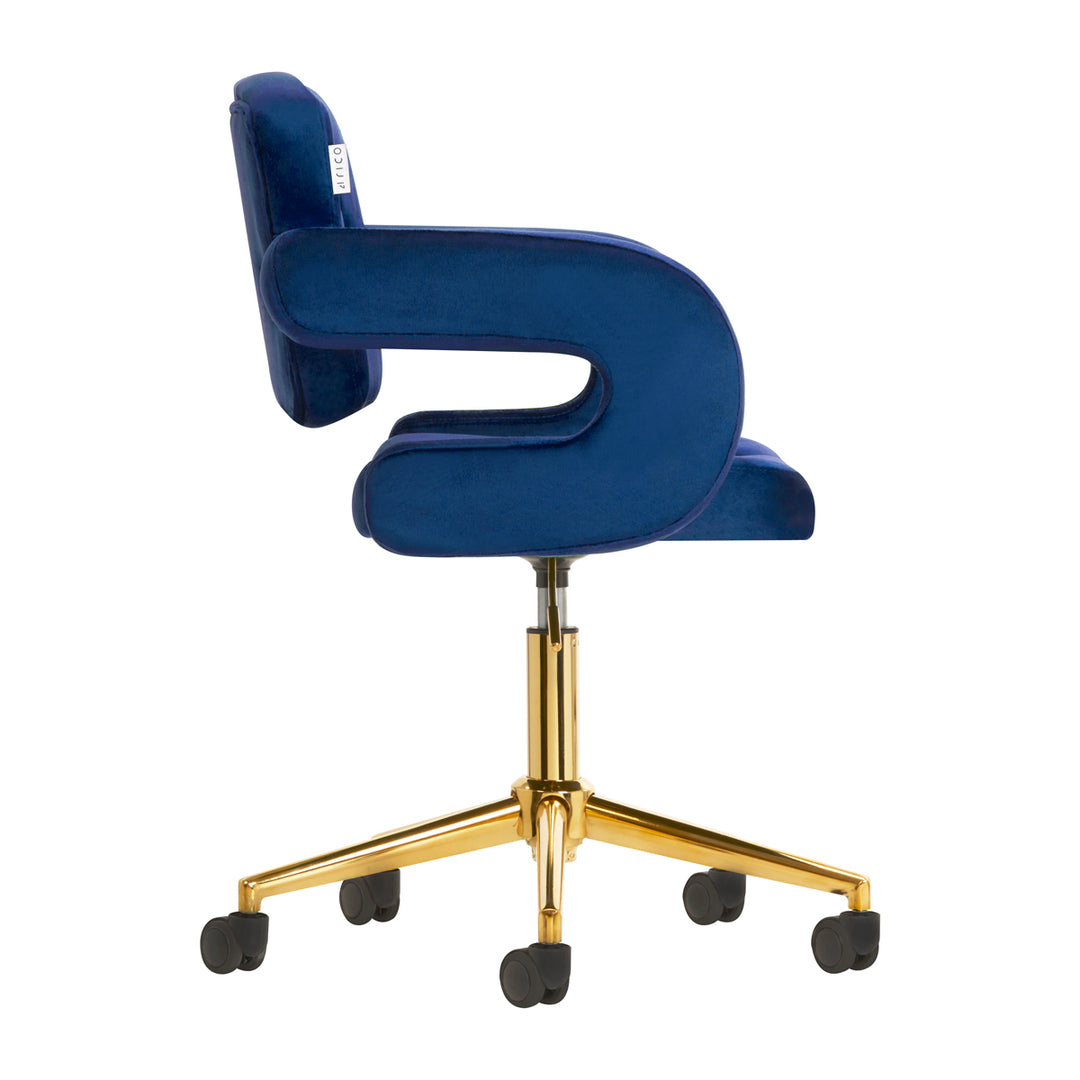 Salonstoel Fluweel Verstelbaar 4Rico QS-OF213G Goud-Marineblauw - afbeelding 4