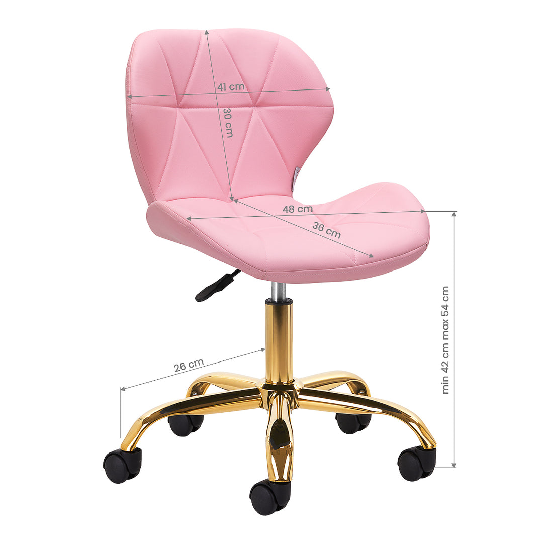 Salonstoel met Wielen Verstelbaar 4Rico QS-06 Goud-Roze - afbeelding 7
