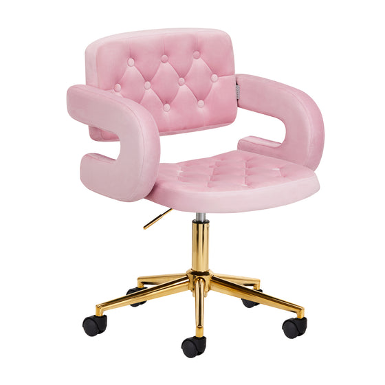Salonstoel Fluweel Verstelbaar 4Rico QS-OF213G Goud-Roze