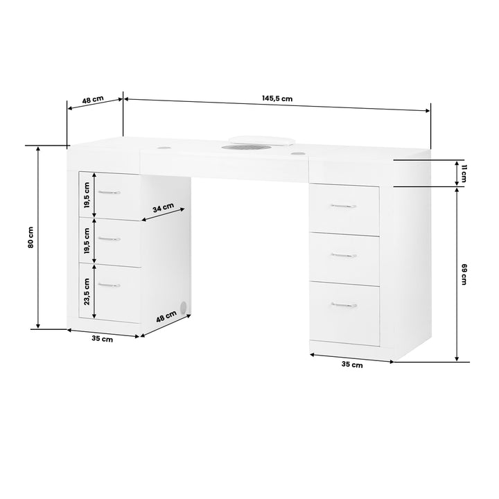 Manicure Tafel met Afzuiging 324 Wit - afbeelding 9