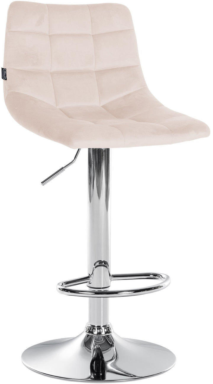Set van 2 Barkrukken met Rugleuning Fluweel Verstelbaar Draaibaar 107 Beige - afbeelding 3