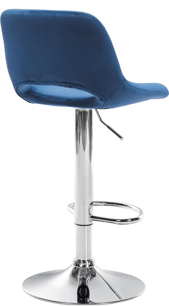 Barkruk met Rugleuning Fluweel Verstelbaar Draaibaar 106 Blauw - afbeelding 3
