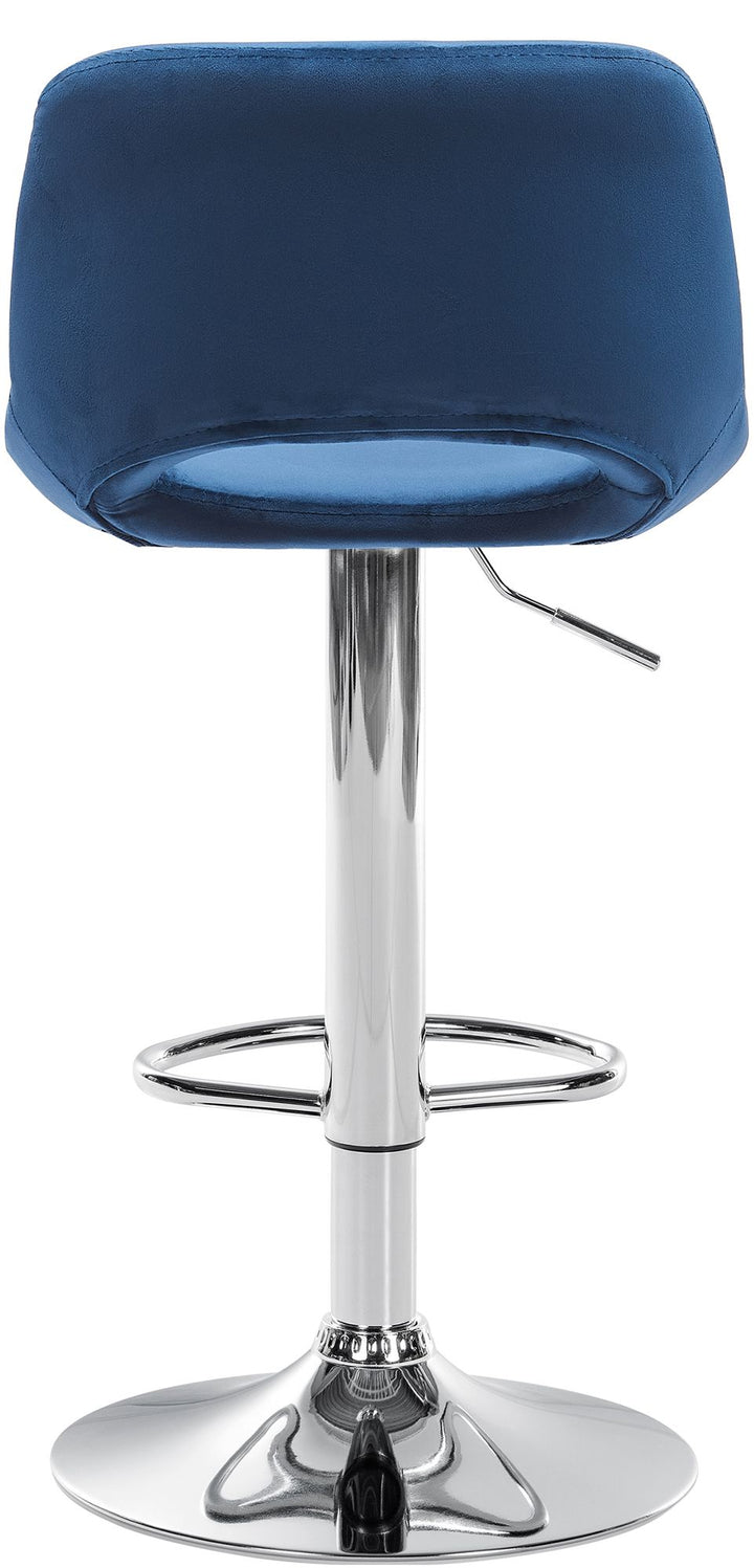 Barkruk met Rugleuning Fluweel Verstelbaar Draaibaar 106 Blauw - afbeelding 4