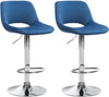 Set van 2 Barkrukken met Rugleuning Fluweel Verstelbaar Draaibaar 106 Blauw