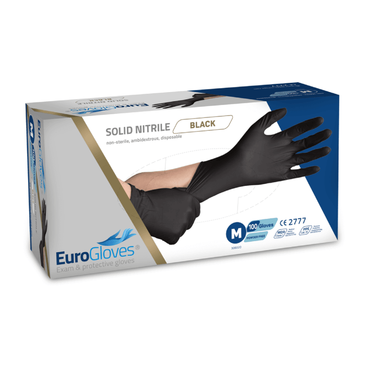 Handschoenen EuroGloves Solid-Nitrile Zwart 100st.
